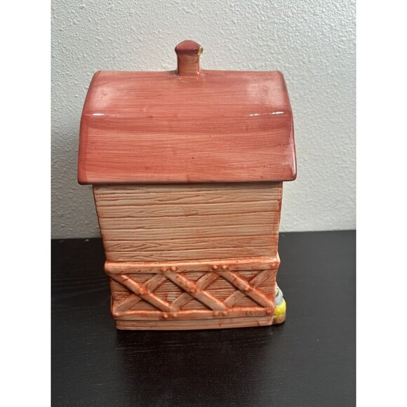 Red Country Cookie Barn Ceramic Cookie Jar with‎ Farm Animals Cow Pig Chicken - Picture 11 of 15